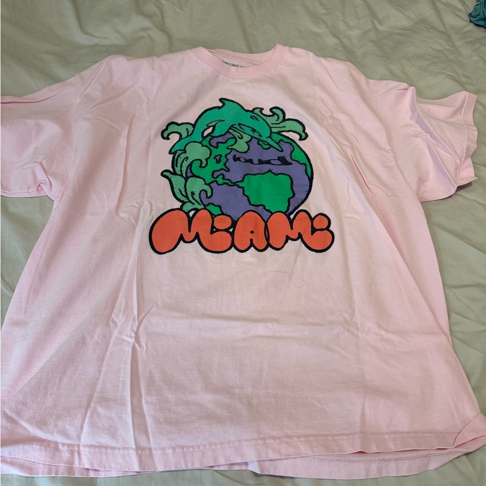 Rolling Loud Pink Graphic T-Shirt with Miami Design